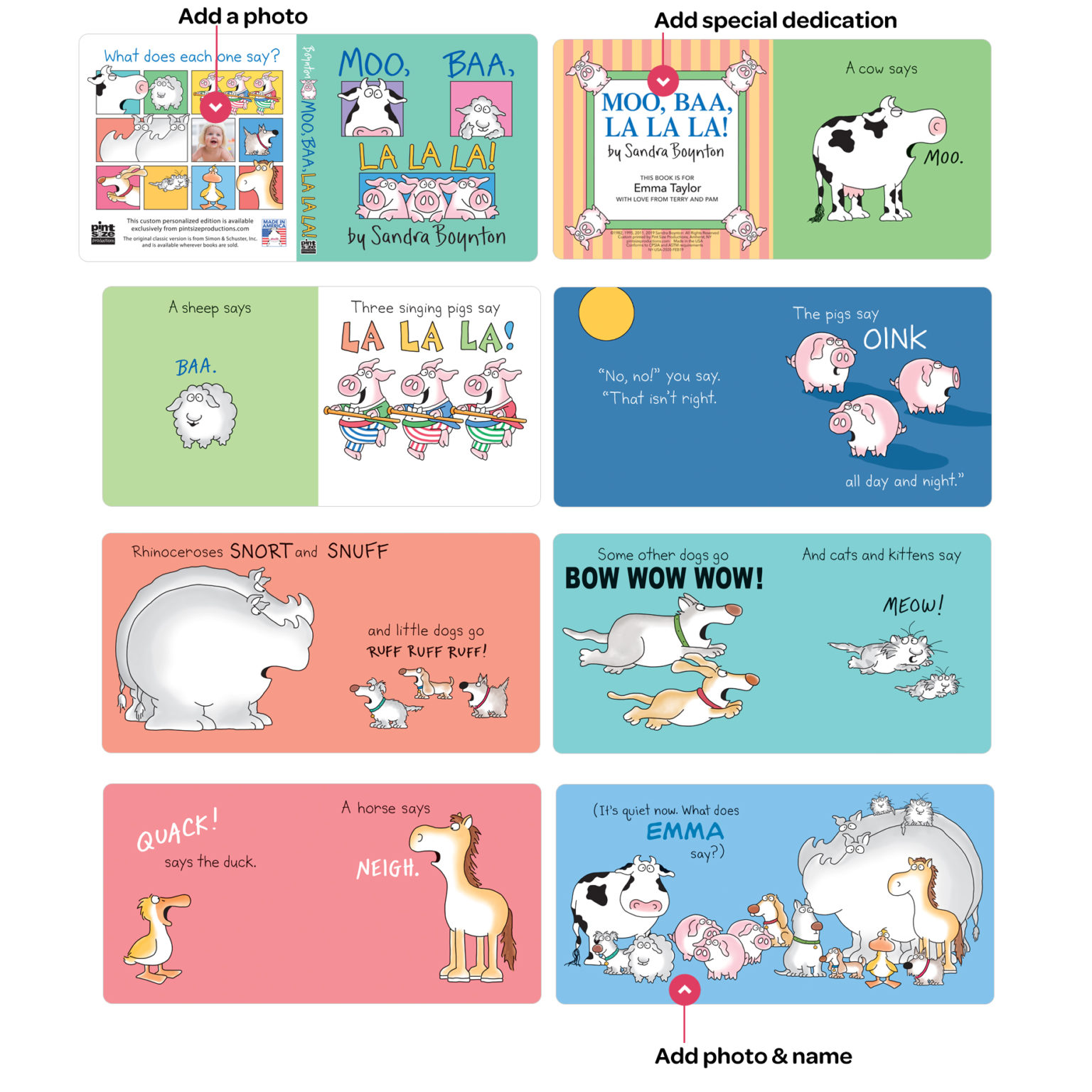 Personalized Moo Baa La La La Board Book Pint Size Productions 5331