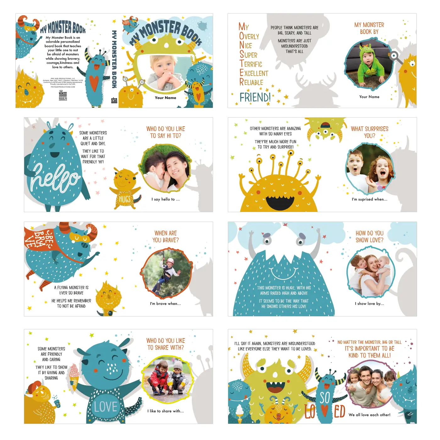 My Monster Board Book Page Spreads